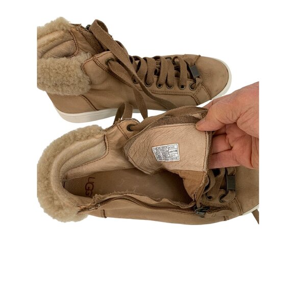 UGG 1019716 Alameda Zip Sneaker Boot Women 6.5 Shoe Leather Sherpa Mid 6986 - Picture 4 of 10